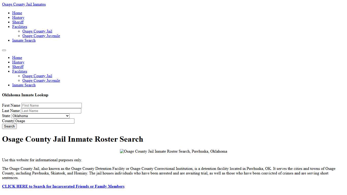 Osage County Jail Inmate Roster Lookup, Pawhuska, OK